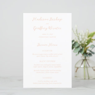 Menú de Boda Elegante con Letra Negrita Melocotón