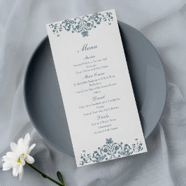Menú de boda elegante con ornamento barroco