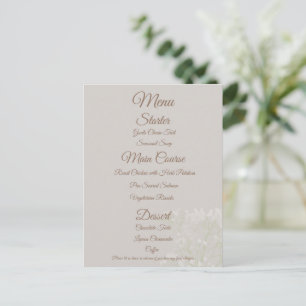 Menú de Boda Elegante Crema, Letra Clásica