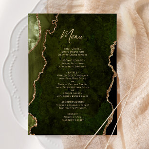 Menú de Boda Elegante de Agata Verde Oliva y Oro