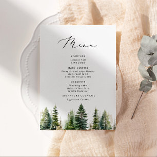 Menú de boda elegante de pino minimalista