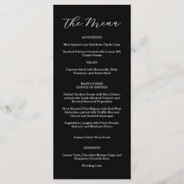 Menú de Boda Elegante en Blanco y Negro