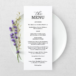 Menú de Boda Elegante en Blanco y Negro