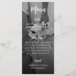 Menú de Boda Elegante en Blanco y Negro