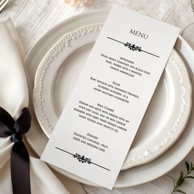 Menú de boda elegante en blanco y negro simple (Subido por el creador)