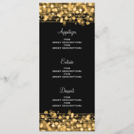 Menú de Boda Elegante Fiesta Destellos Dorado