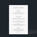 Menú de Boda Elegante Monograma Blanco y Negro<br><div class="desc">Menú de boda elegante con un estilo clásico que combina fuentes modernas sans serif y elegantes letras script.</div>