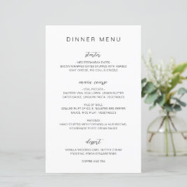 Menú de Boda Elegante Monograma Blanco y Negro
