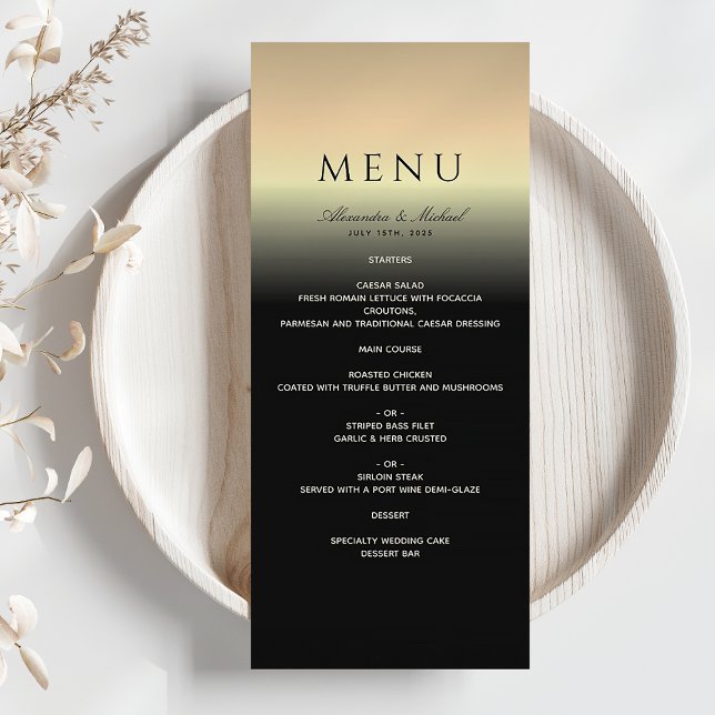 Menú de Boda Elegante Negro y Dorado (Subido por el creador)