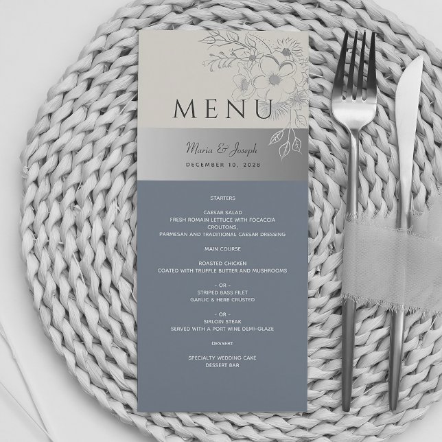Menú de Boda Elegante Polvo Azul (Subido por el creador)