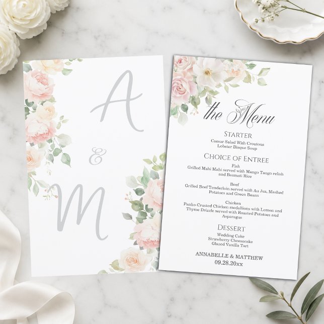 Menú de Boda Elegante y Sofisticado con Rosas de C (Subido por el creador)
