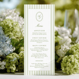 Menú de boda Elegantes Rayas Verdes