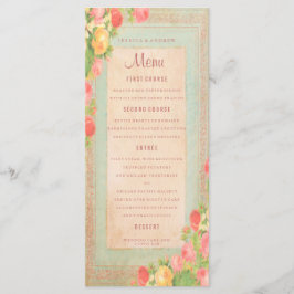 Menú de Boda Elegantes Rosas Vintage