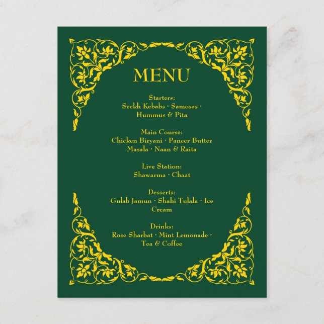 Menú de Boda Emerald Elegance (Anverso)
