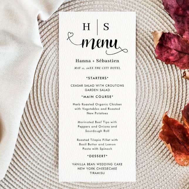Menú de Boda en Blanco y Negro (Subido por el creador)