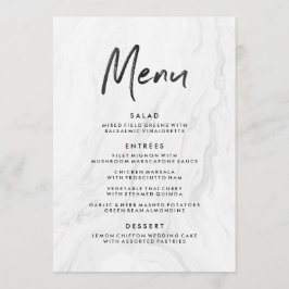 Menú de Boda en Escritura Moderna de Mármol Blanco