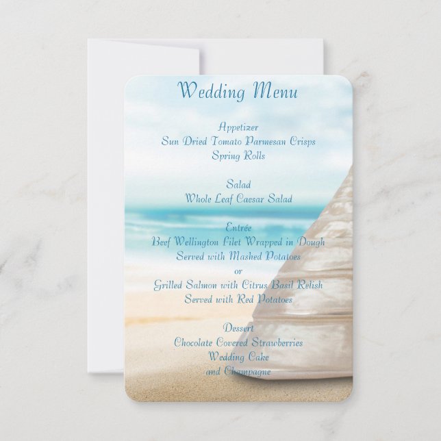 Menú de Boda en la Playa Invitaciones Personalizad (Anverso)