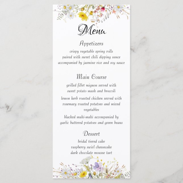 Menú de Boda Flor de Primavera (Anverso)