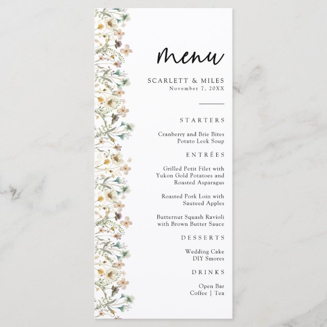 Menú de Boda Flor Silvestre (Anverso)