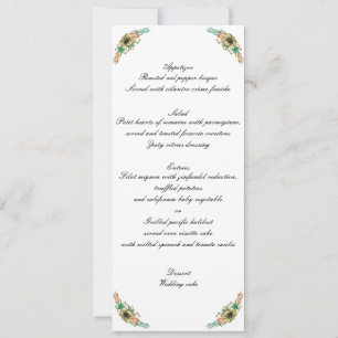 Menú de Boda Floral Acuarela Amarillo y Naranja