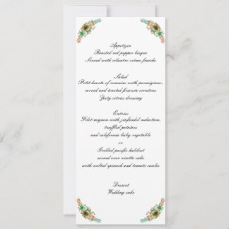Menú de Boda Floral Acuarela Amarillo y Naranja