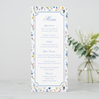 Menú de Boda Floral Acuarela Clásico