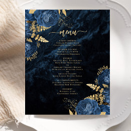 Menú de Boda Floral Azul Marino Dorado Presupuesto