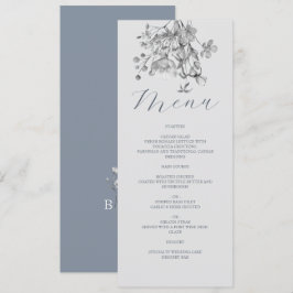 Menú de Boda Floral Azul Polvoriento