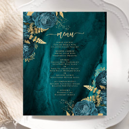 Menú de Boda Floral Azul Teal Dorado Presupuesto