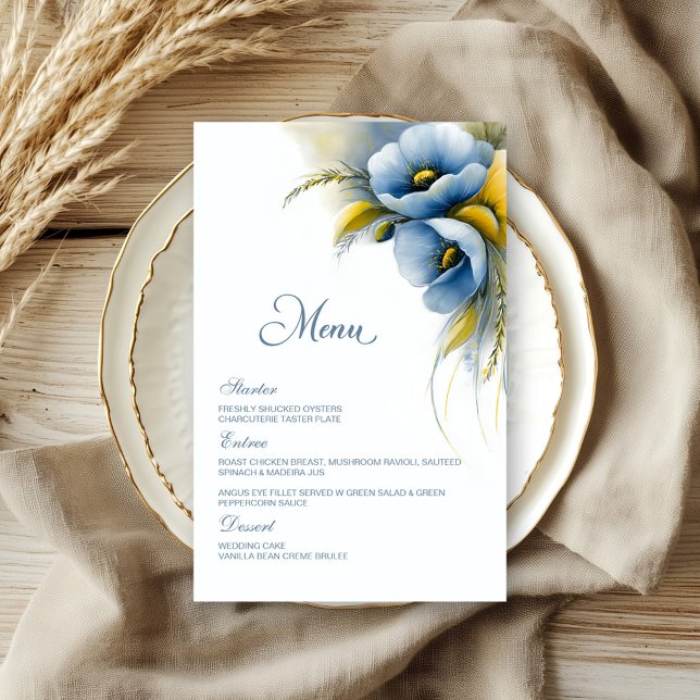 Menú de Boda Floral Azul y Amarillo (Subido por el creador)