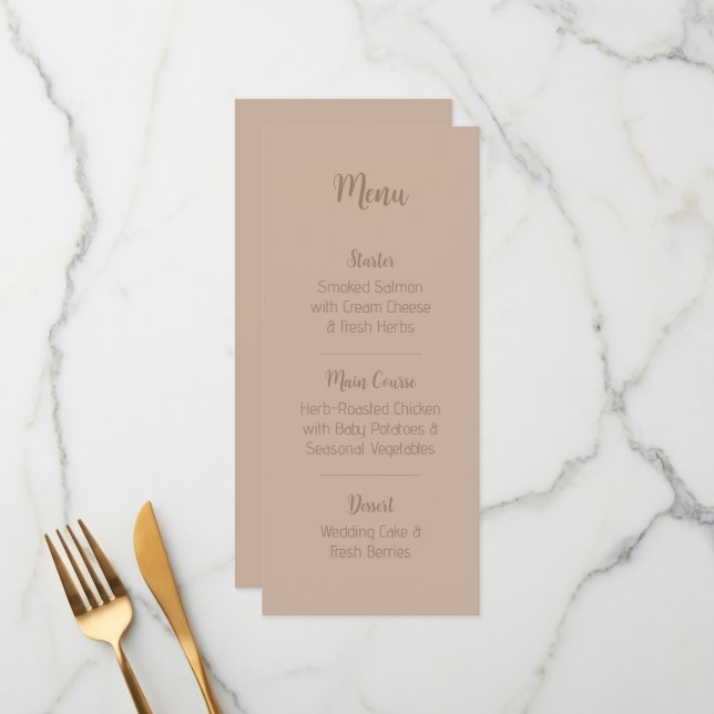 Menú de Boda Floral Beige Elegante (Anverso/Reverso In Situ)