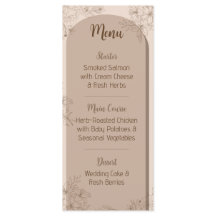 Menú de Boda Floral Beige Elegante