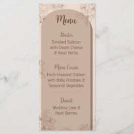 Menú de Boda Floral Beige Elegante