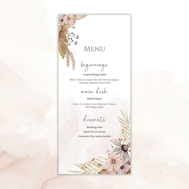Menú de Boda Floral Boho (Subido por el creador)