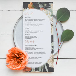 Menú de Boda Floral Boho Oscuro