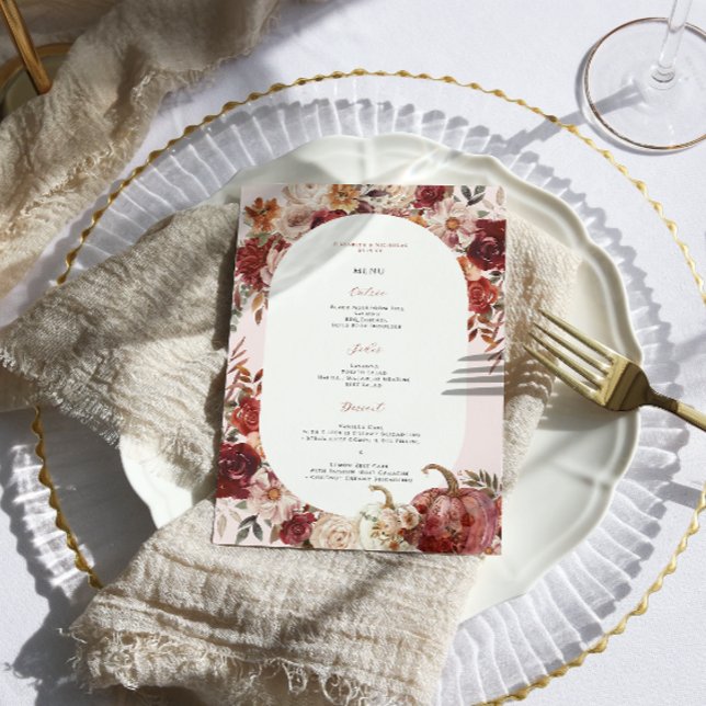 Menú de Boda Floral Boho Otoño (Subido por el creador)
