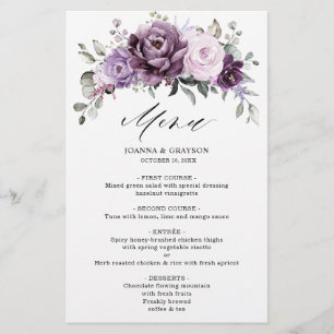 Menú de Boda Floral con Tonos de Púrpura Polvorien