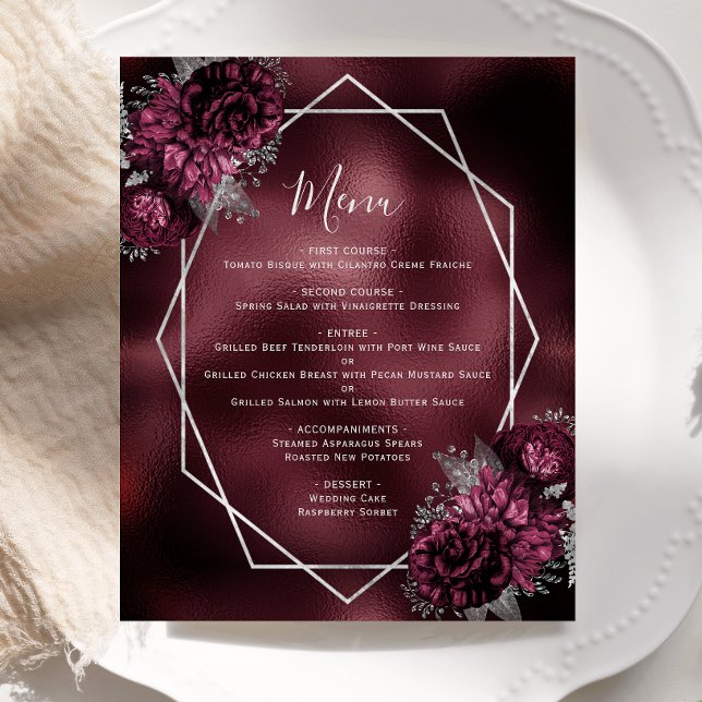 Menú de boda floral de Borgoña económico (Subido por el creador)