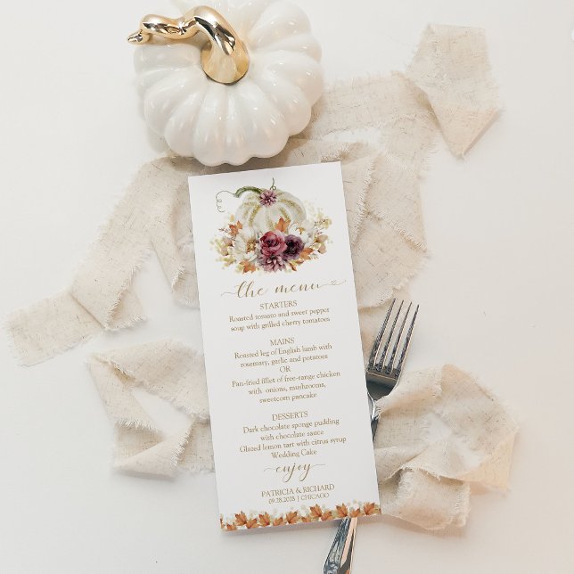 Menú de Boda Floral de Calabaza Blanca de Otoño El (Subido por el creador)