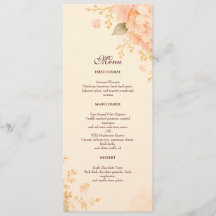 Menú de Boda Floral de Hortensia y Melocotón Suave