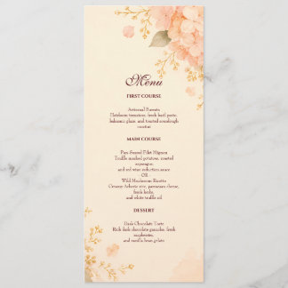 Menú de Boda Floral de Hortensia y Melocotón Suave