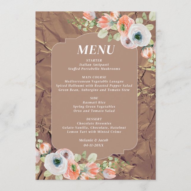 Menú de Boda Floral de Otoño (Anverso)