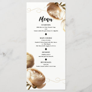 Menú de boda floral de ranúnculo crema y blanco