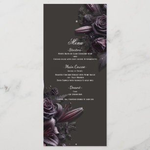Menú de boda floral de rosa lirio morada negra de