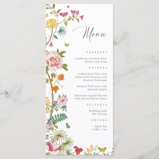 Menú de Boda Floral Elegante (Anverso)