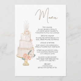 Menú de Boda Floral Elegante Boho Rosa Moderno