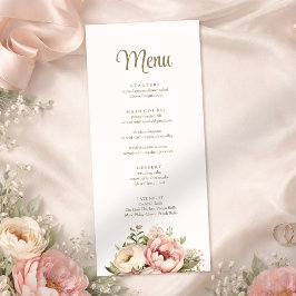 Menú de Boda Floral Elegante de Rosa y Melocotón