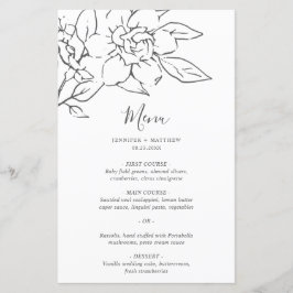 Menú de Boda Floral Elegante Línea Arte Neutral