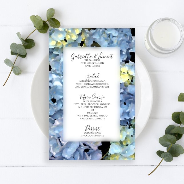 Menú de Boda Floral Hortensia Azul (Subido por el creador)