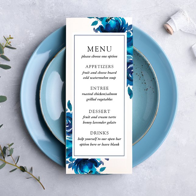 Menú de Boda Floral Índigo (Subido por el creador)